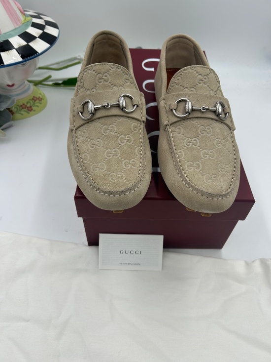 Men’s Gucci Suede Embossed Driver Loafers Size 8/fits 9 US main image 9